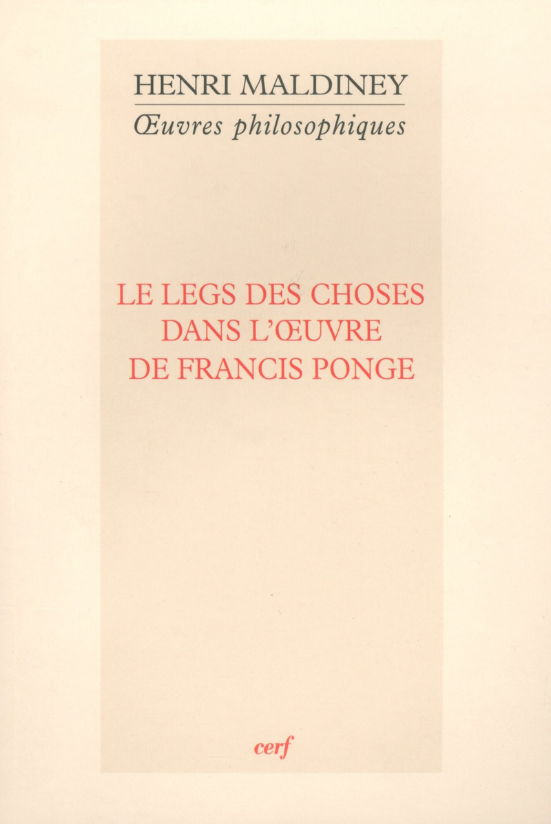 LE LEGS DES CHOSES DANS L'OEUVRE DE FRANCIS PONGE