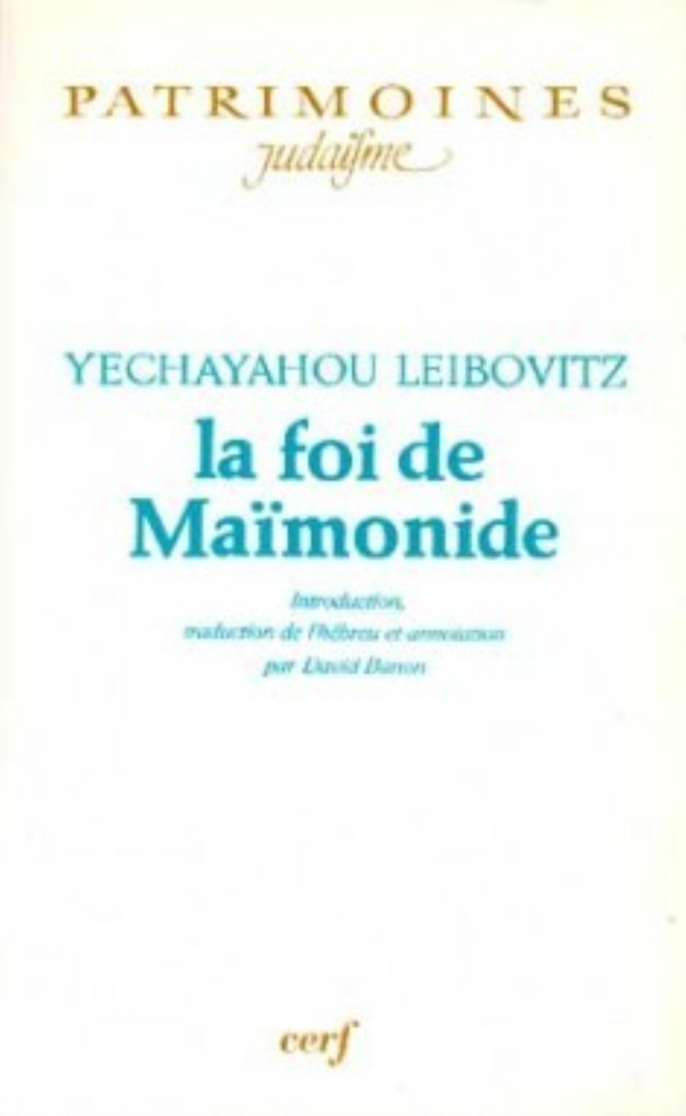 LA FOI DE MAÏMONIDE