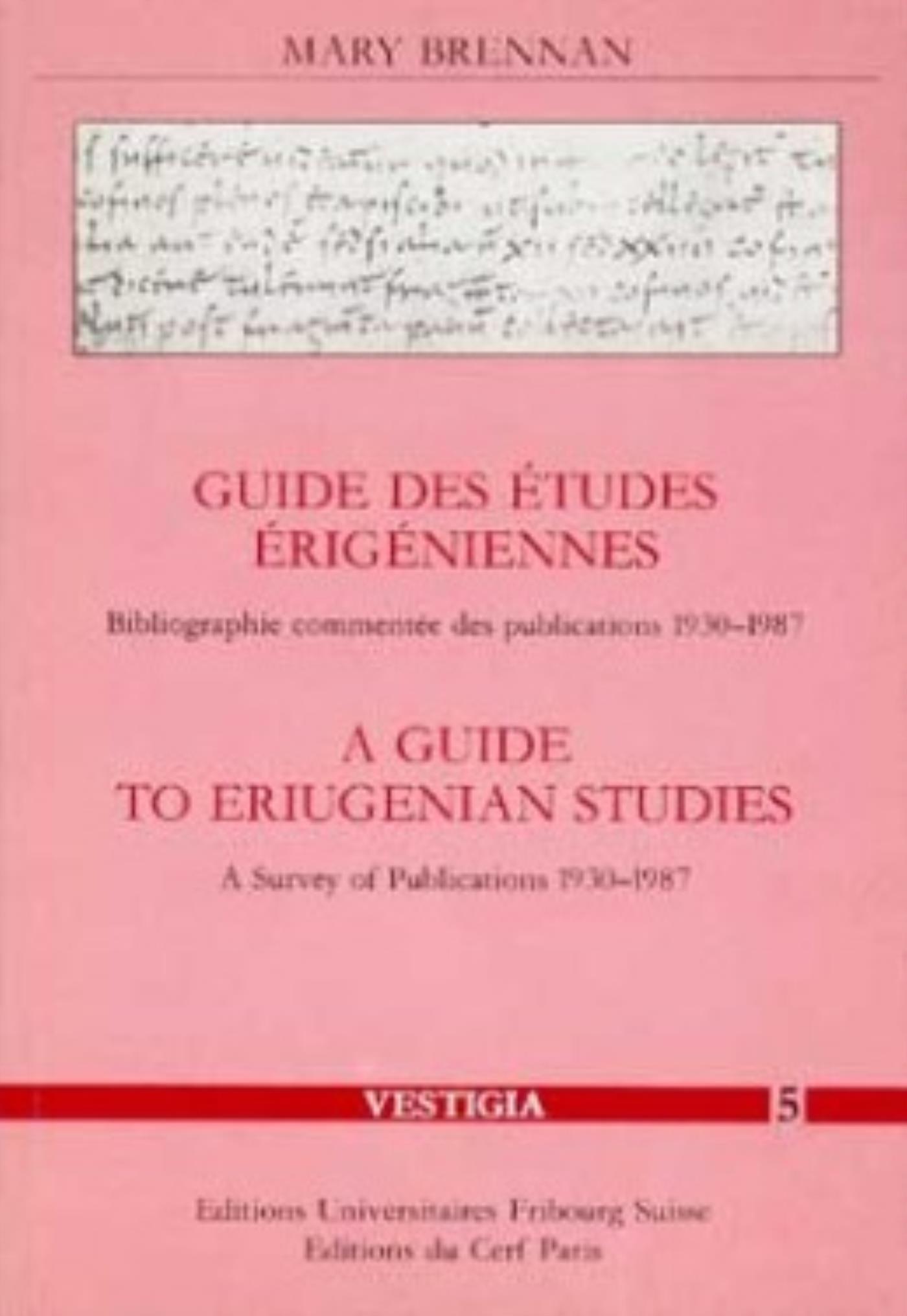GUIDE DES ÉTUDES ÉRIGÉNIENNES