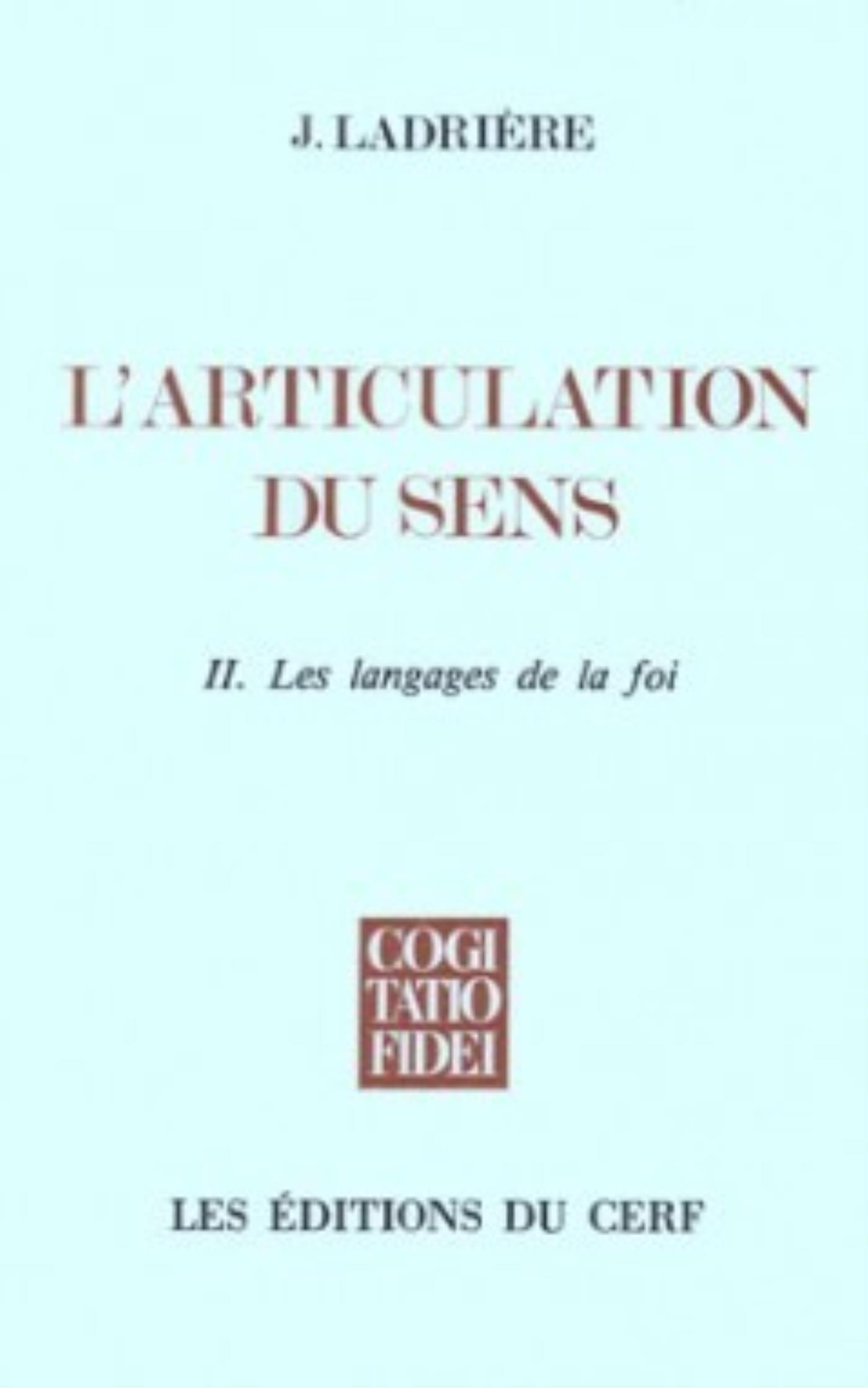 L'ARTICULATION DU SENS, II