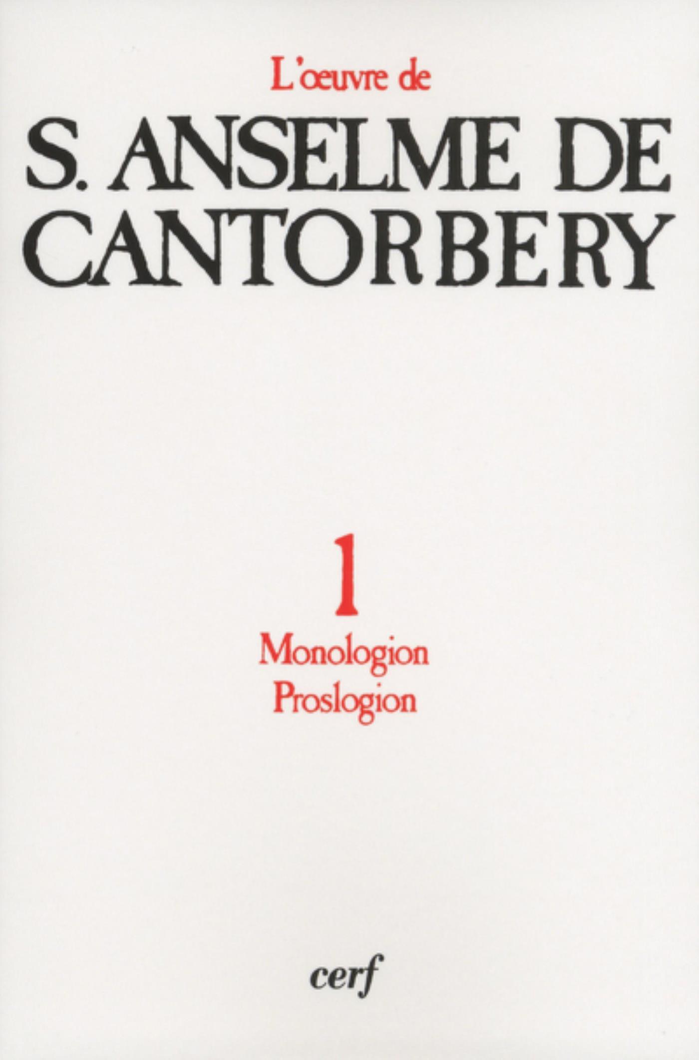 MONOLOGION - PROSLOGION - TOME 1