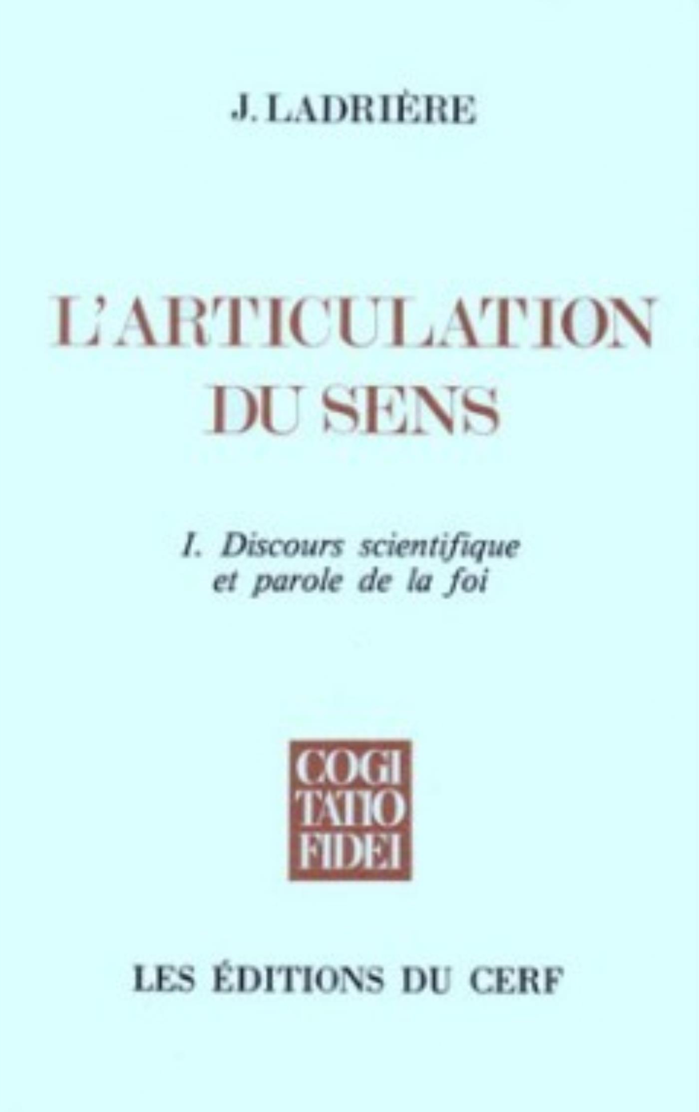 L'ARTICULATION DU SENS, I