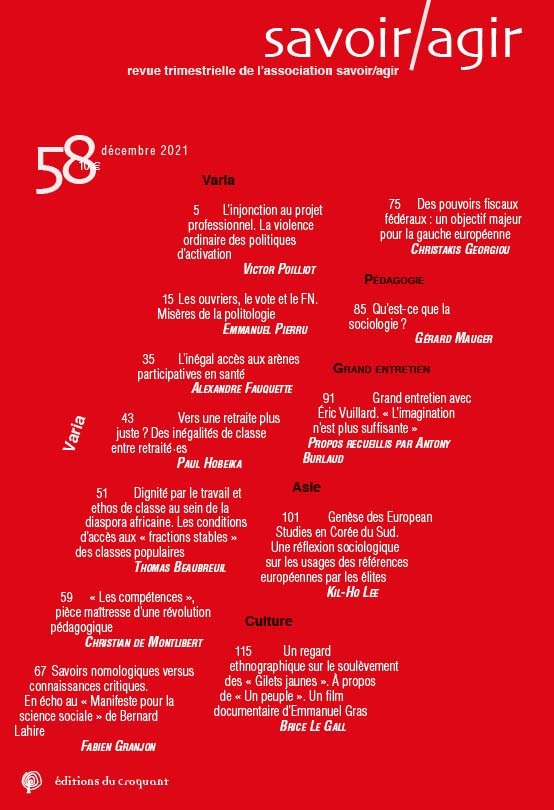 Revue Savoir/Agir n° 58