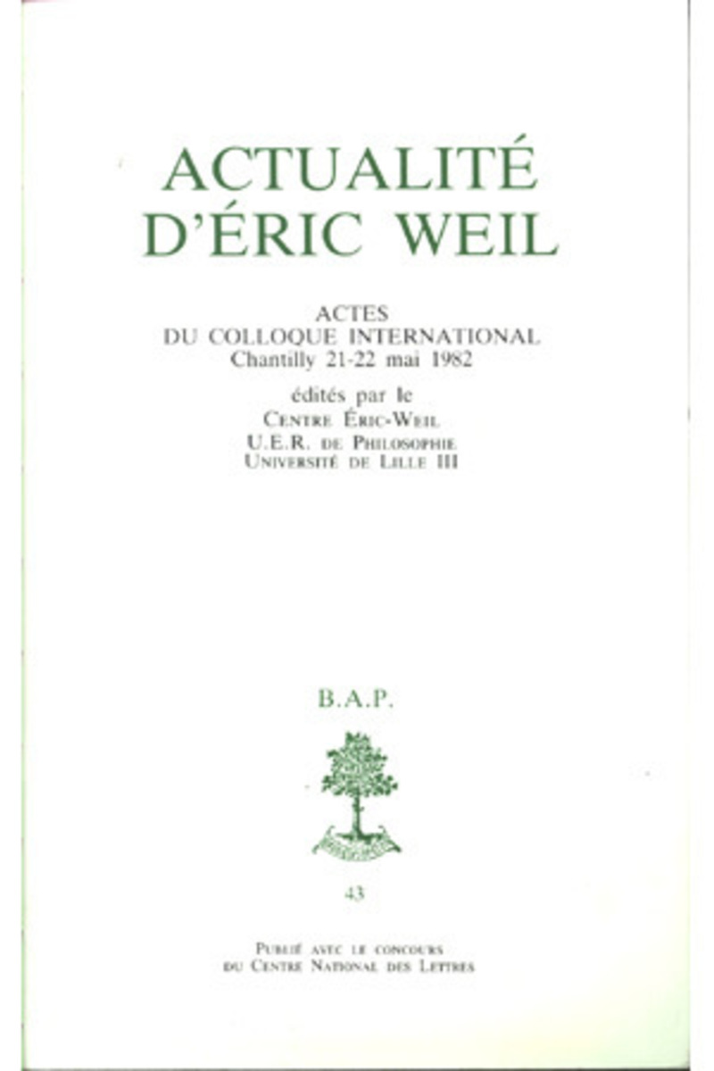 BAP N43 - ACTUALITE D'ERIC WEIL