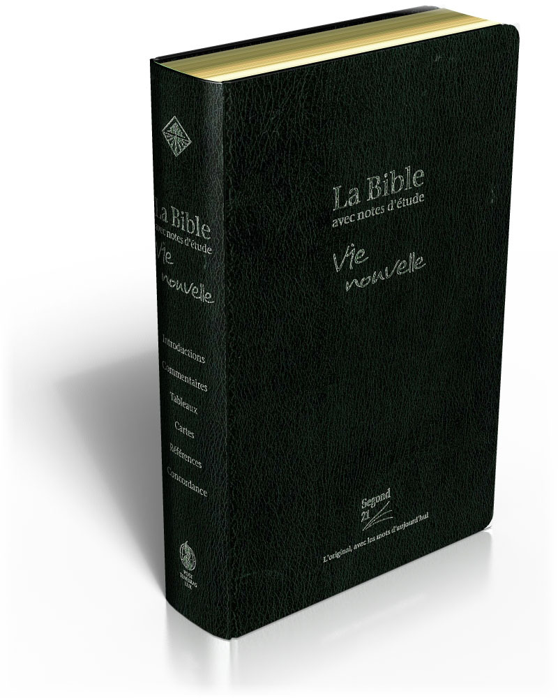 Bible Segond 21 Vie nouvelle : souple fibrocuir noir, tranches or, avec boîtier
