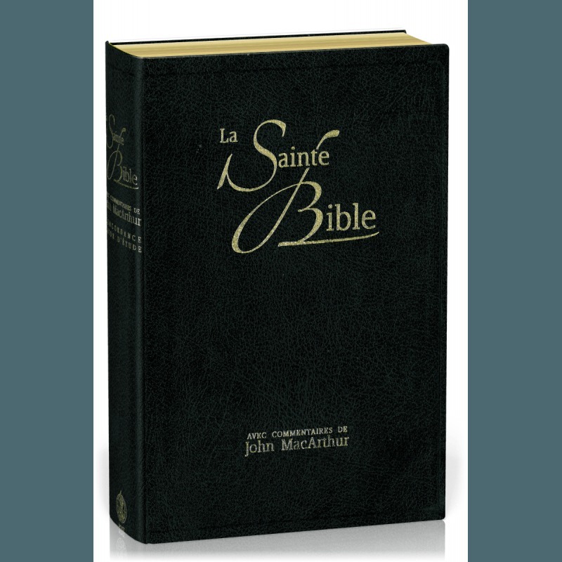 Bible neg Macarthur souple fibrocuir tranches or noire