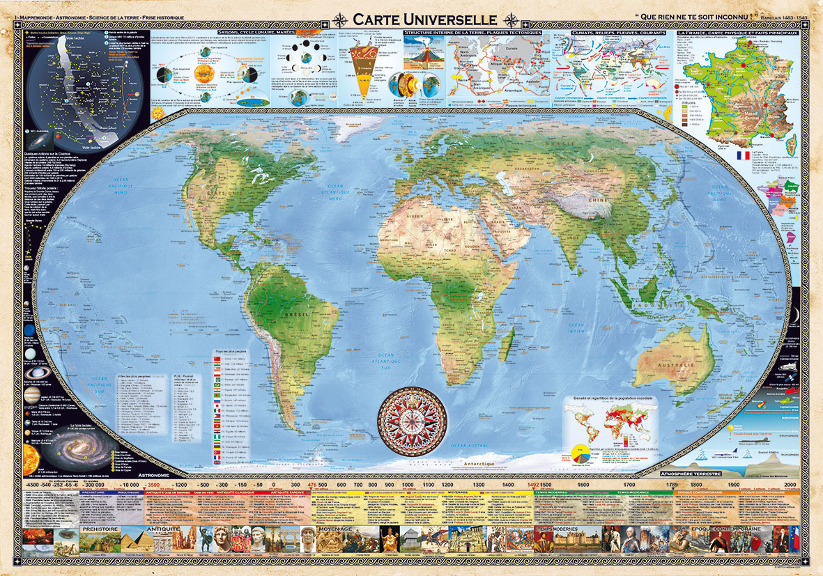 CARTE UNIVERSELLE SOUS TUBE PLASTIQUE - 100 CM X 68 CM