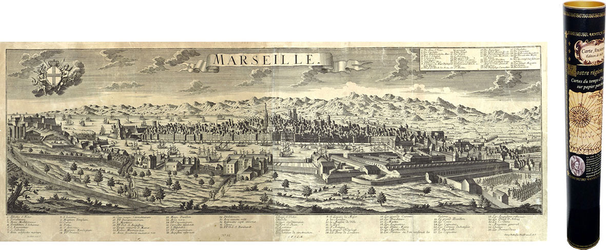 MARSEILLE EN 1670 92 CM X 35 CM
