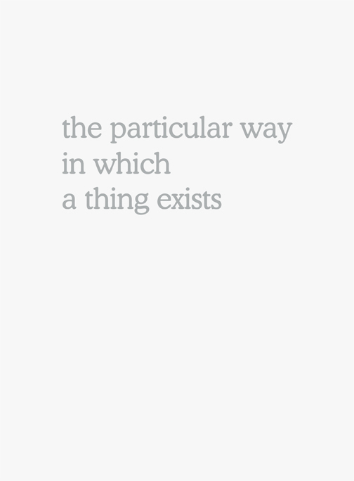 Martin Beck - The particular way in which a thing exists