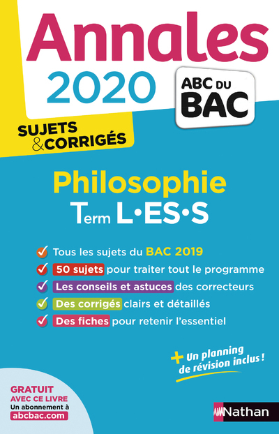 Annales Bac 2020 Philosophie Term L-ES-S - Sujets & corrigés