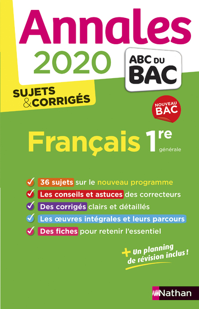Annales Bac 2020 Français 1re - Sujets & corrigés