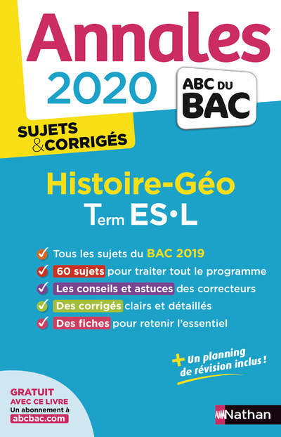 Annales Bac 2020 Histoire-Géo Term ES-L - Sujets & corrigés