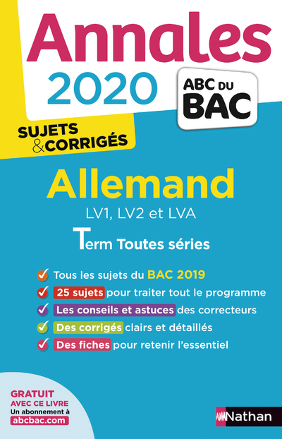Annales Bac 2020 Allemand Term Toutes séries - Sujets & corrigés