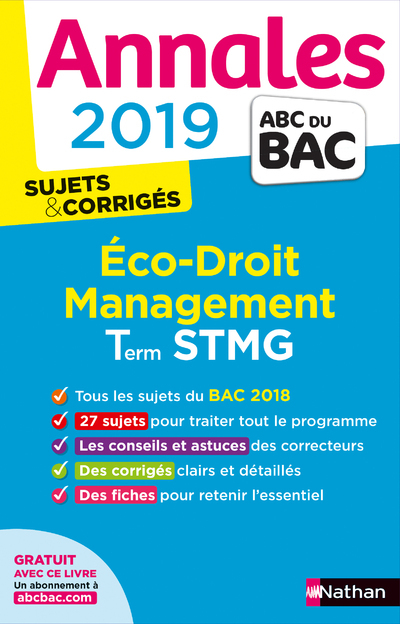 Annales Bac 2019 - Eco Droit Terminale STMG Corrigé