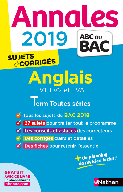 Annales Bac 2019 Anglais Terminale toutes séries Corrigé