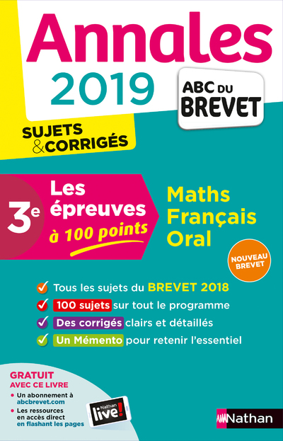 Annales Brevet 2019 Epreuves 100 points