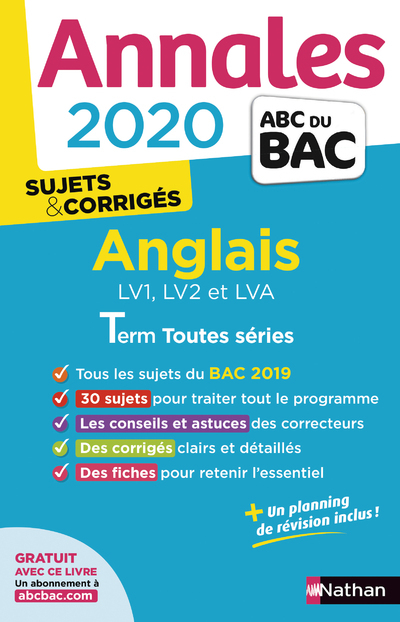 Annales Bac 2020 Anglais Term toutes séries - Sujets & corrigé