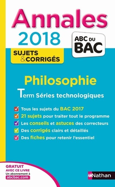 Annales Bac philo STMG - Corrigés 2018