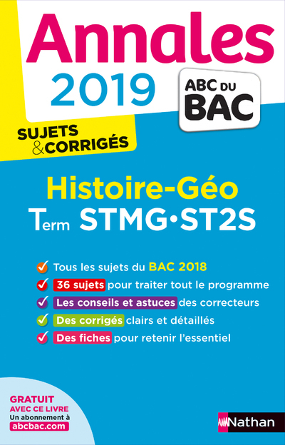 Annales Bac 2019 Histoire/Géo STMG - ST2S Sujets et corrigés