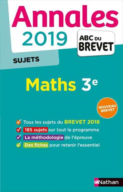 Annales Brevet 2019 Maths 3e - Sujets