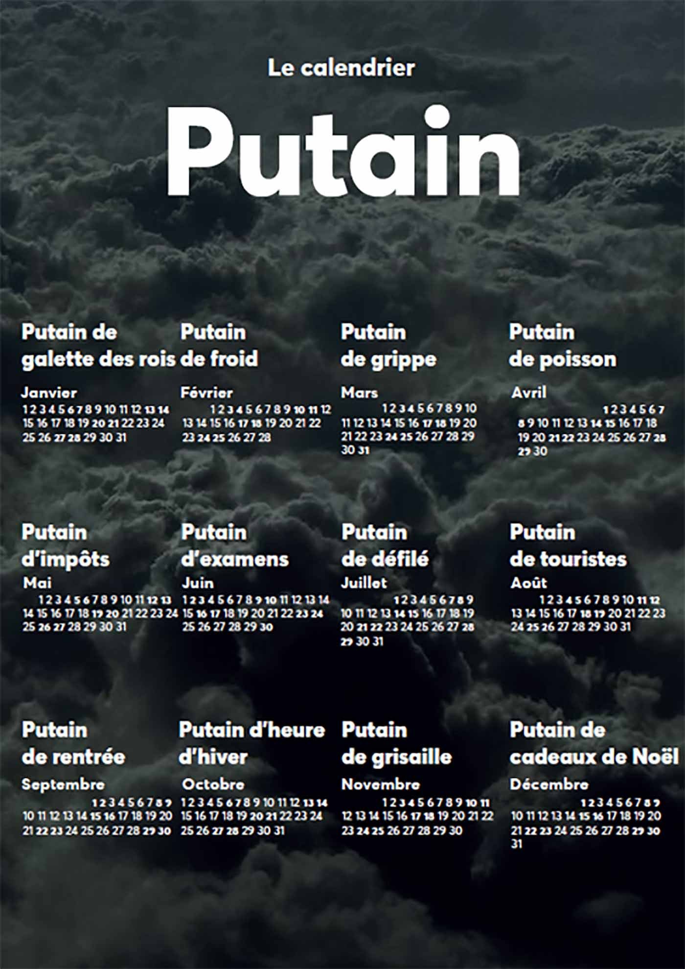 Le putain de calendrier 2022