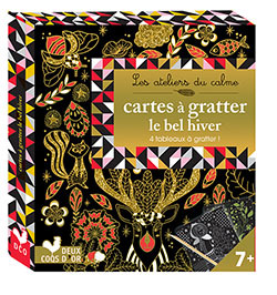 cartes à gratter le bel hiver - mini boite avec accessoires