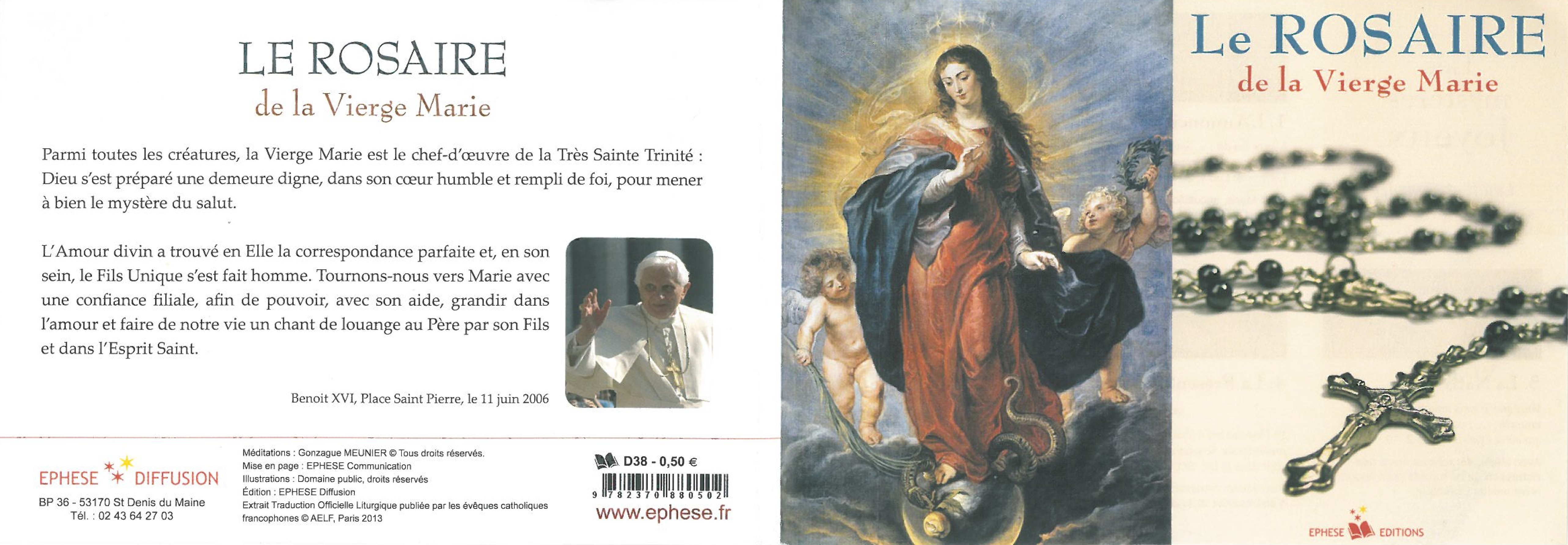 Le rosaire de la vierge Marie - feuillet de rosaire