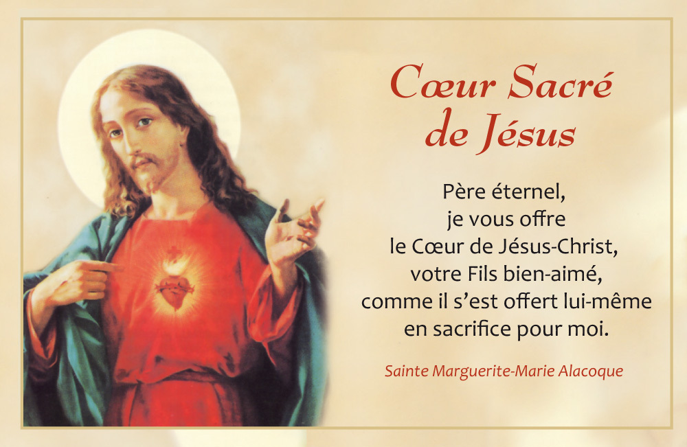 Cartes coeur Sacré de Jésus par lot de 20