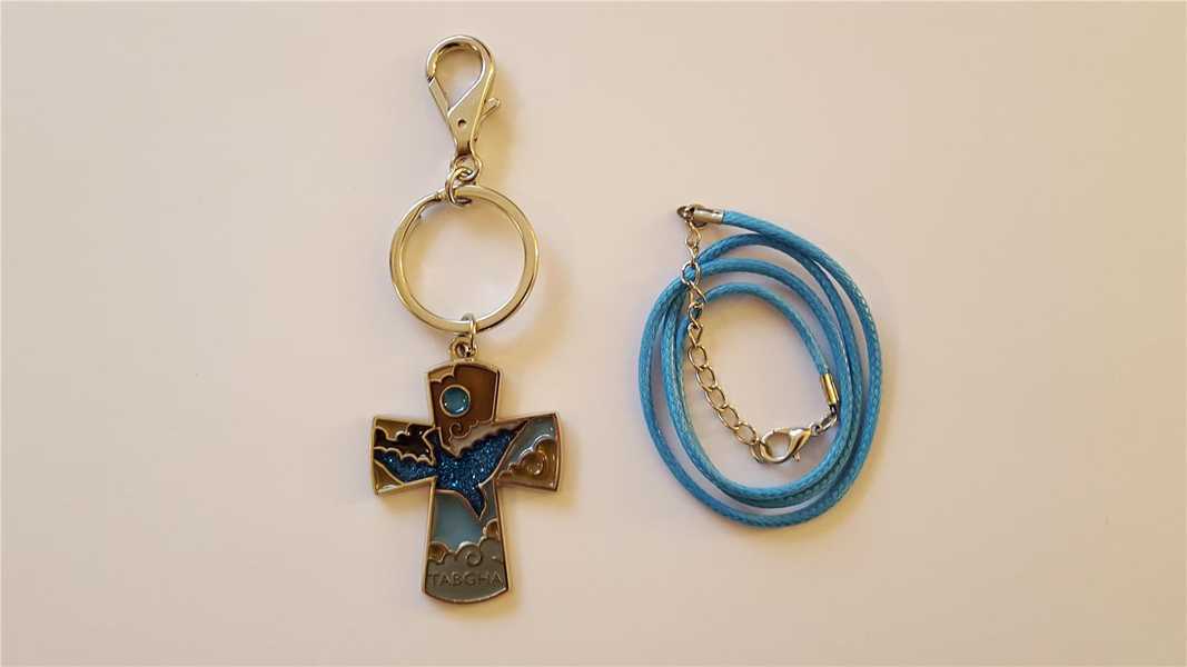 Porte-clés et Pendentif - L'Esprit Saint, bleu pailleté