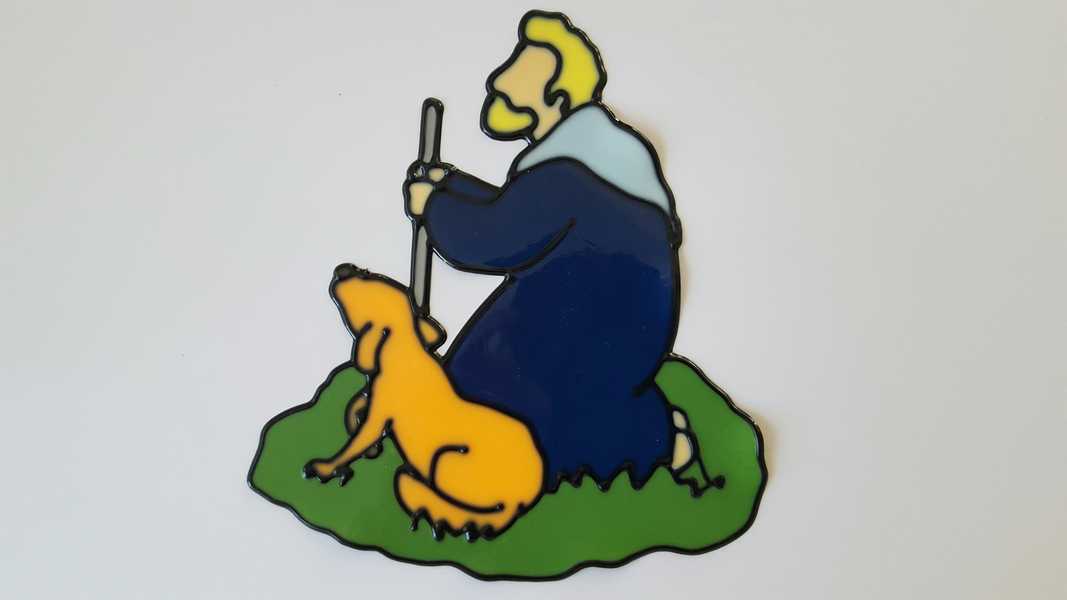 Vitrophanie de Noël - Le berger avec son chien