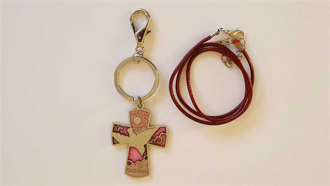 Porte-clés et Pendentif - L'Esprit Saint, rouge pailleté