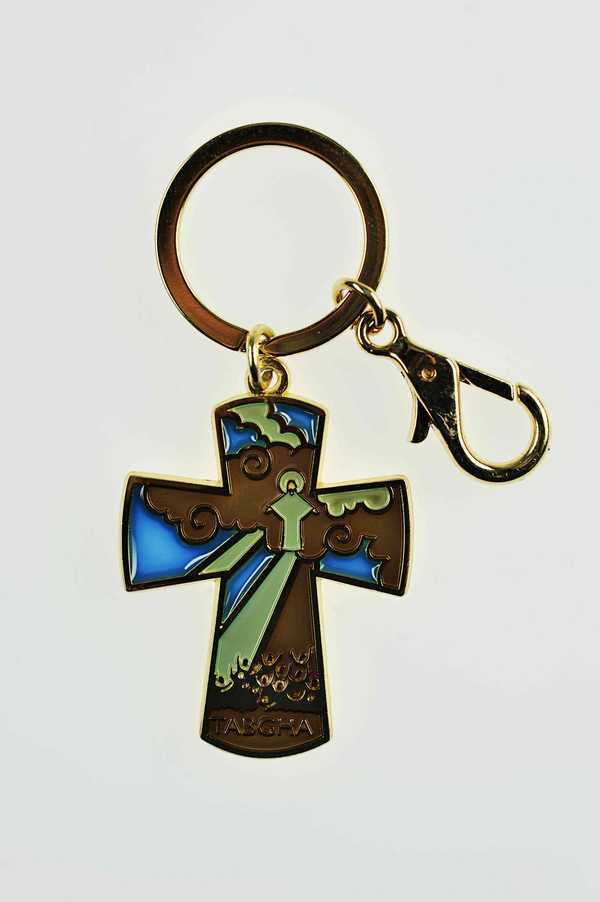 Porte-clefs Christ Lumière du monde bleu