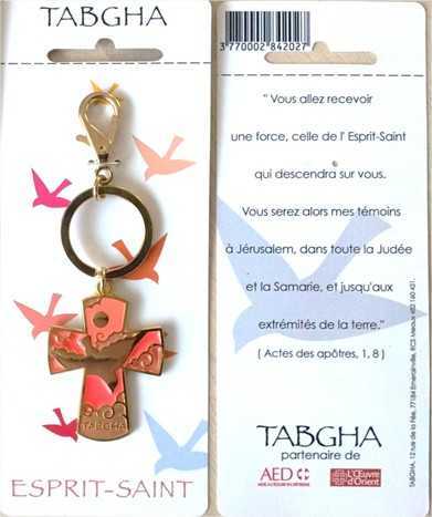 Porte-clefs Esprit Saint rose/rouge