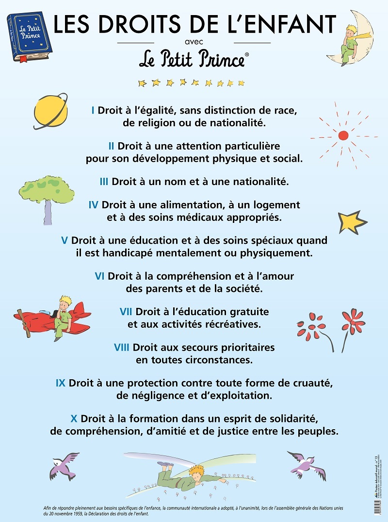 LES DROITS DE L'ENFANTS AVEC LE PETIT PRINCE - POSTER