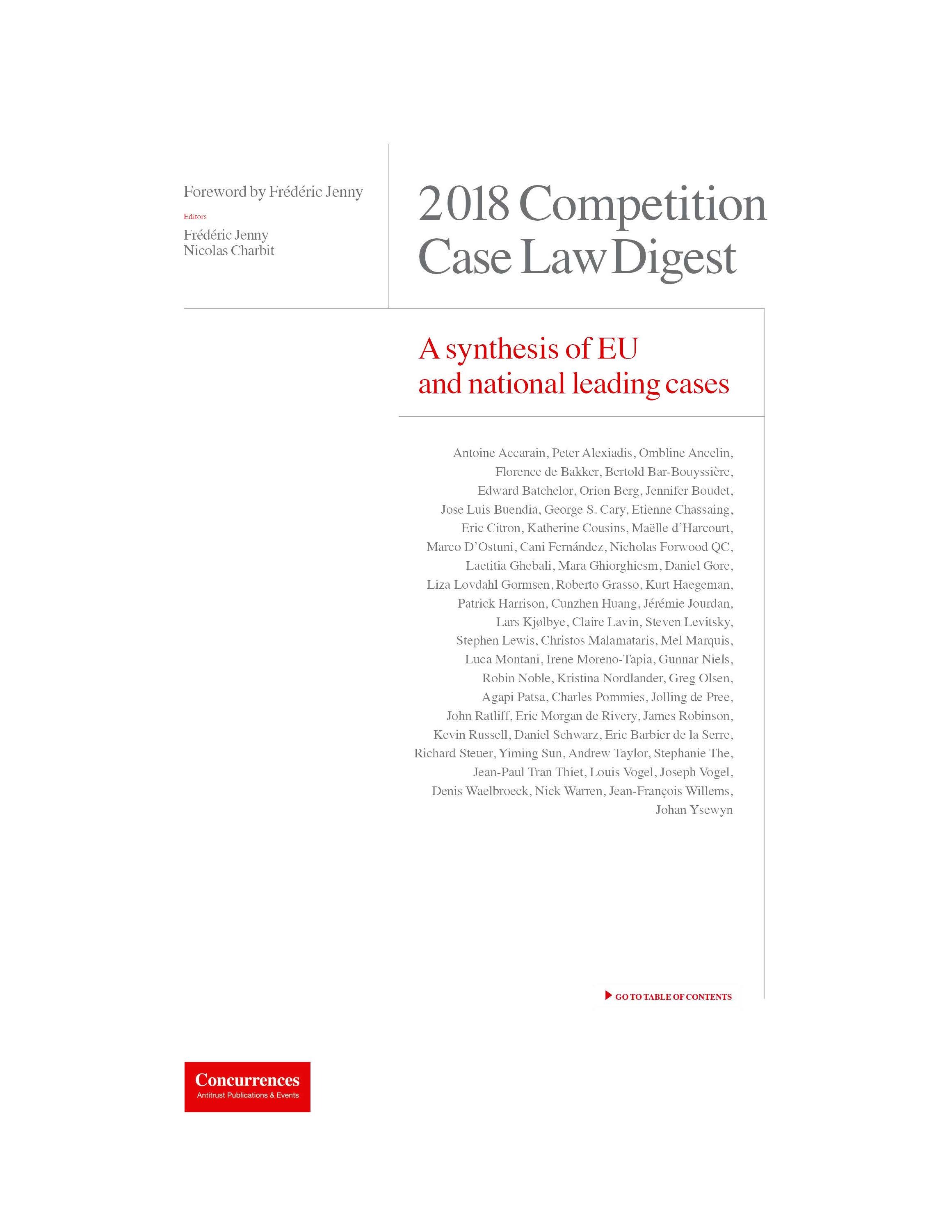 2018 Competition Case Law Digest - A Synthesis of EU and National Leading Cases