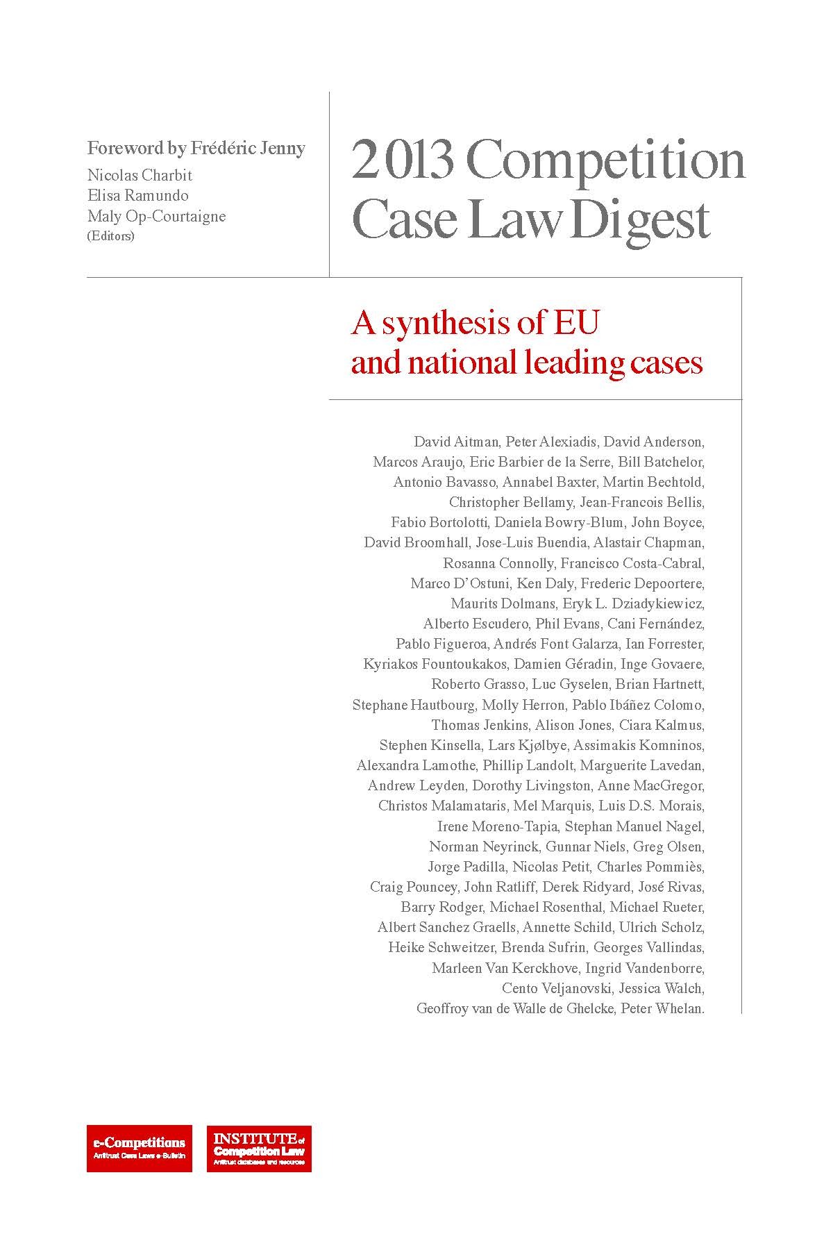 2013 Competition Case Law Digest a Synthesis of EU and National Leading Cases