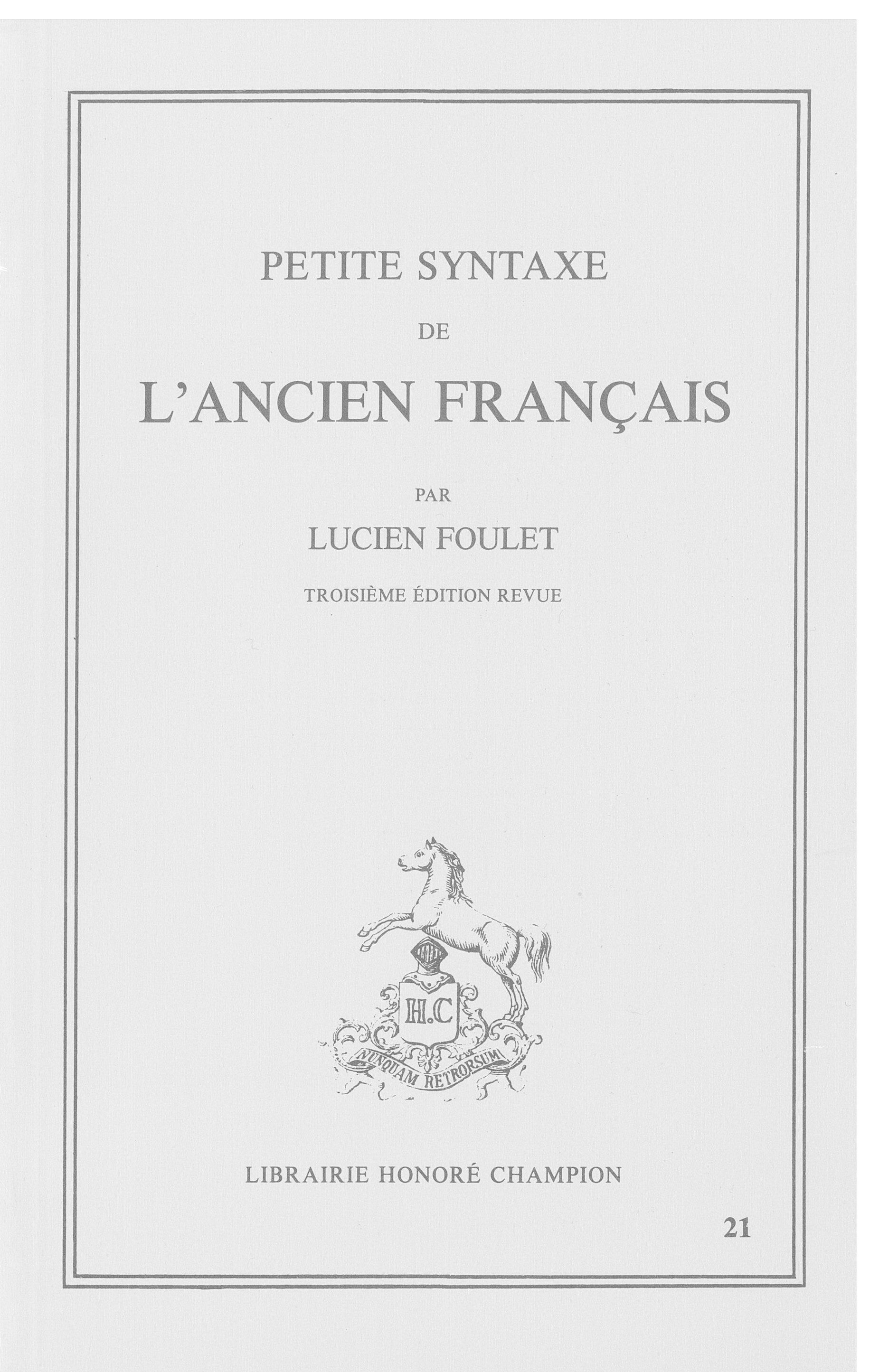 Petite syntaxe de l'ancien français