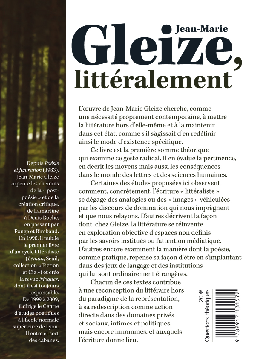 Jean-Marie Gleize, littéralement