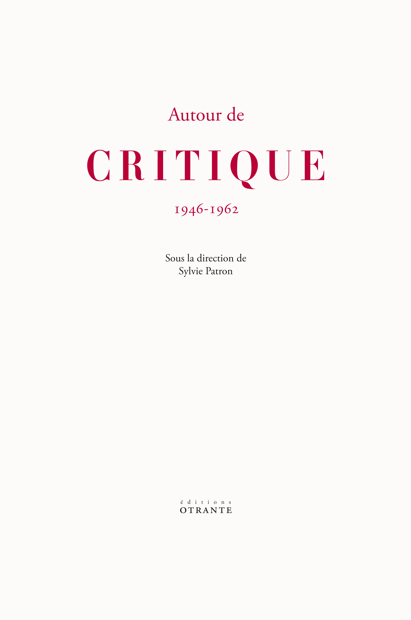 Autour de "Critique"