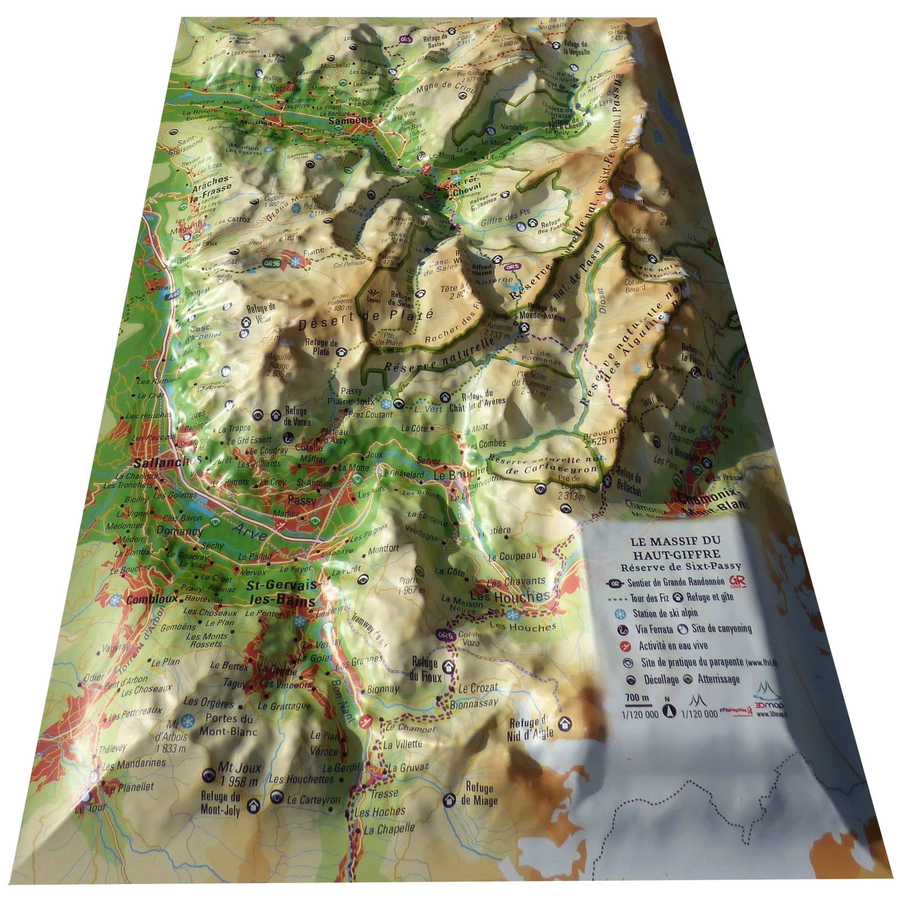 CARTE EN RELIEF DU MASSIF DU HAUT-GIFFRE réserve de Sixt-Passy