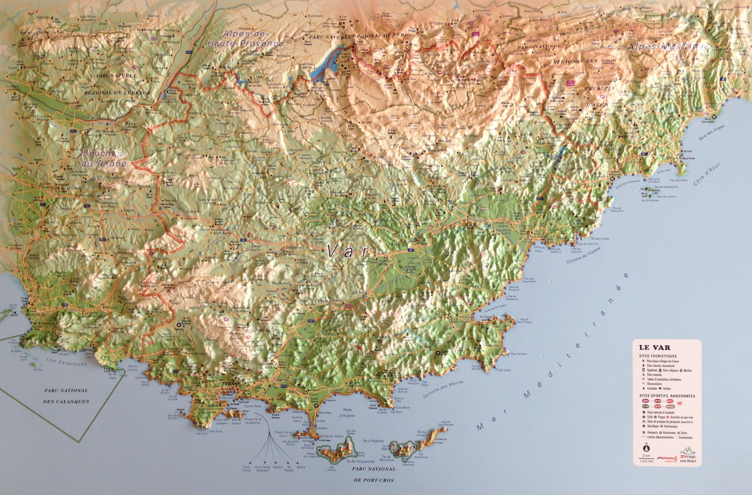 CARTE EN RELIEF DU VAR