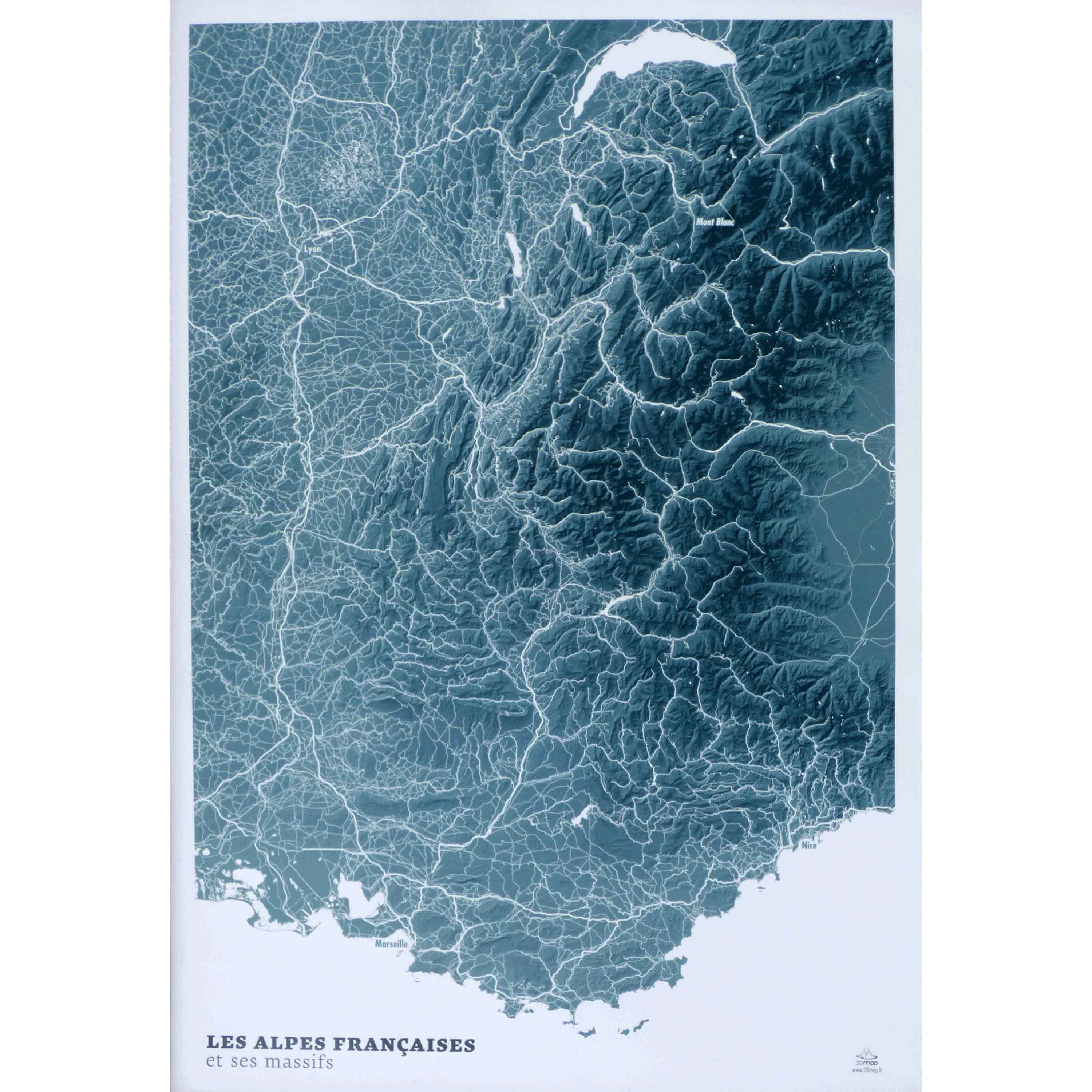 CARTE EN 2D - LES ALPES BLUE DESIGN