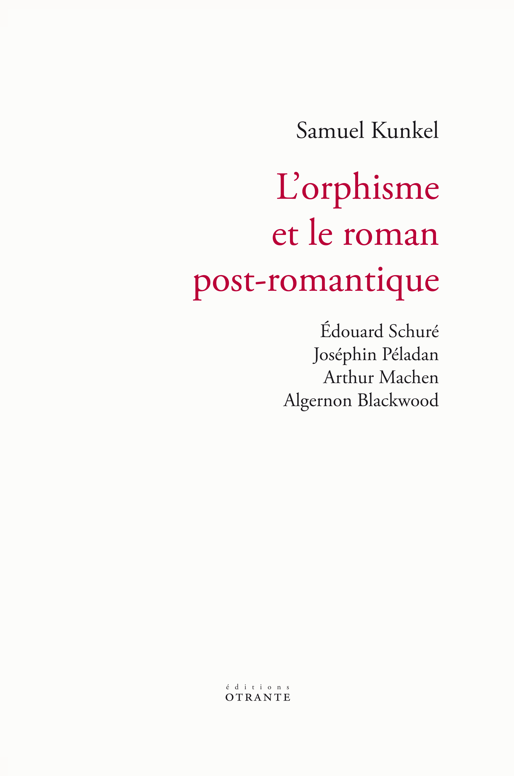 L'orphisme et le roman post-romantique
