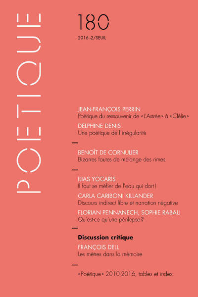 Poétique, n° 180
