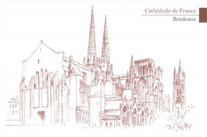 Lot de 5 cartes Cathédrale de France - Bordeaux