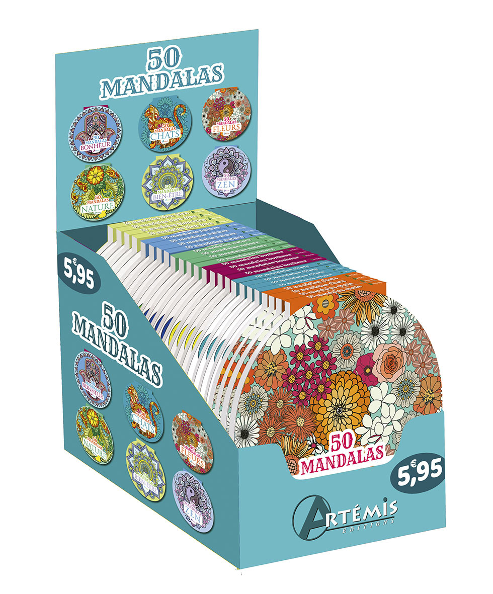 BTE COMPTOIR PLEINE 24EX COLORIAGES MANDALAS (4EX/TITRE - 6 TITRES)