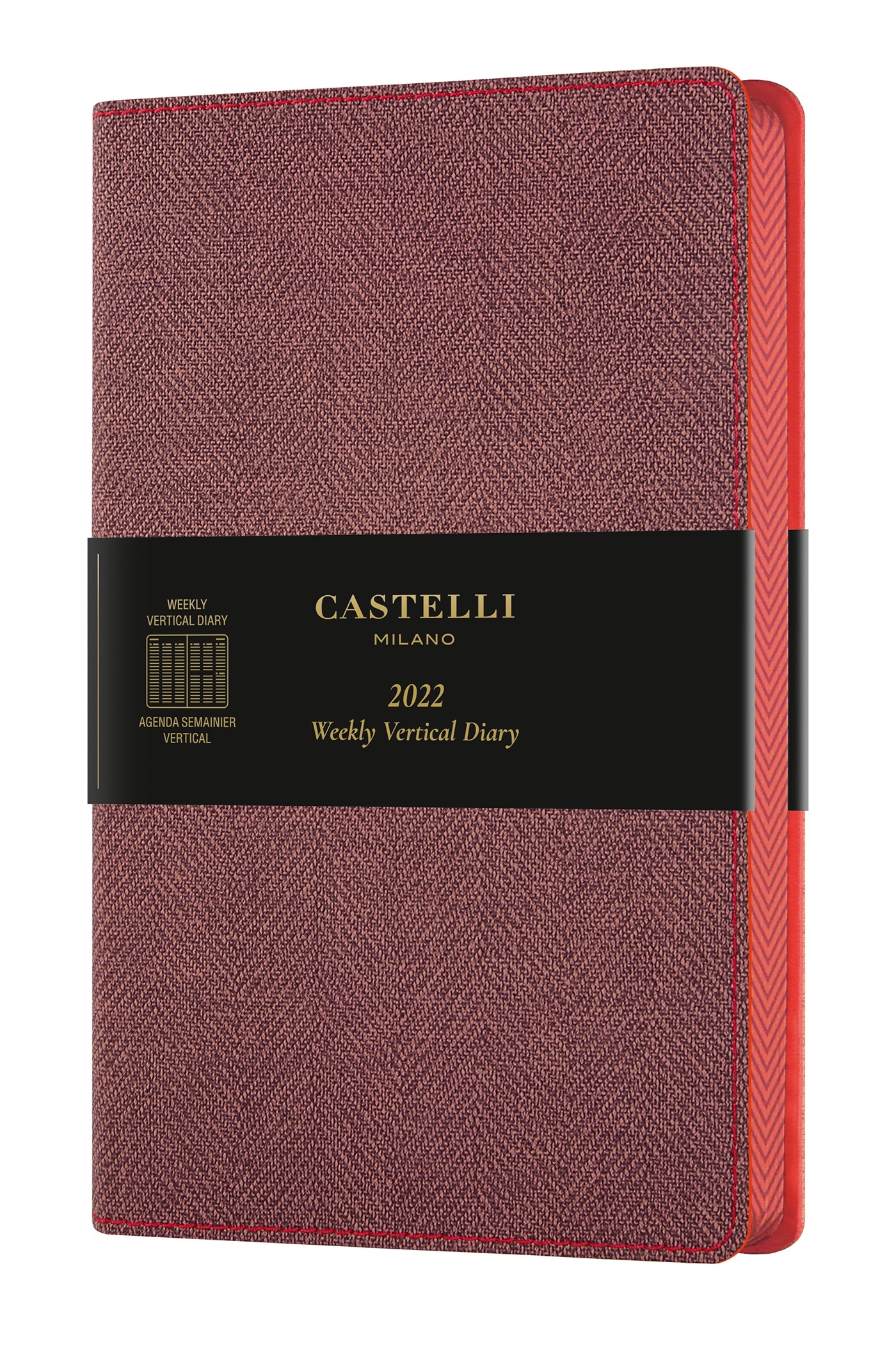 Agenda 2022 semainier vertical grand format Harris maple red