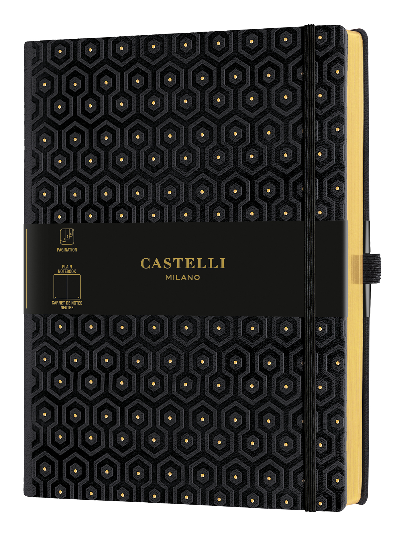 Carnet C&G très grand format uni honeycomb gold