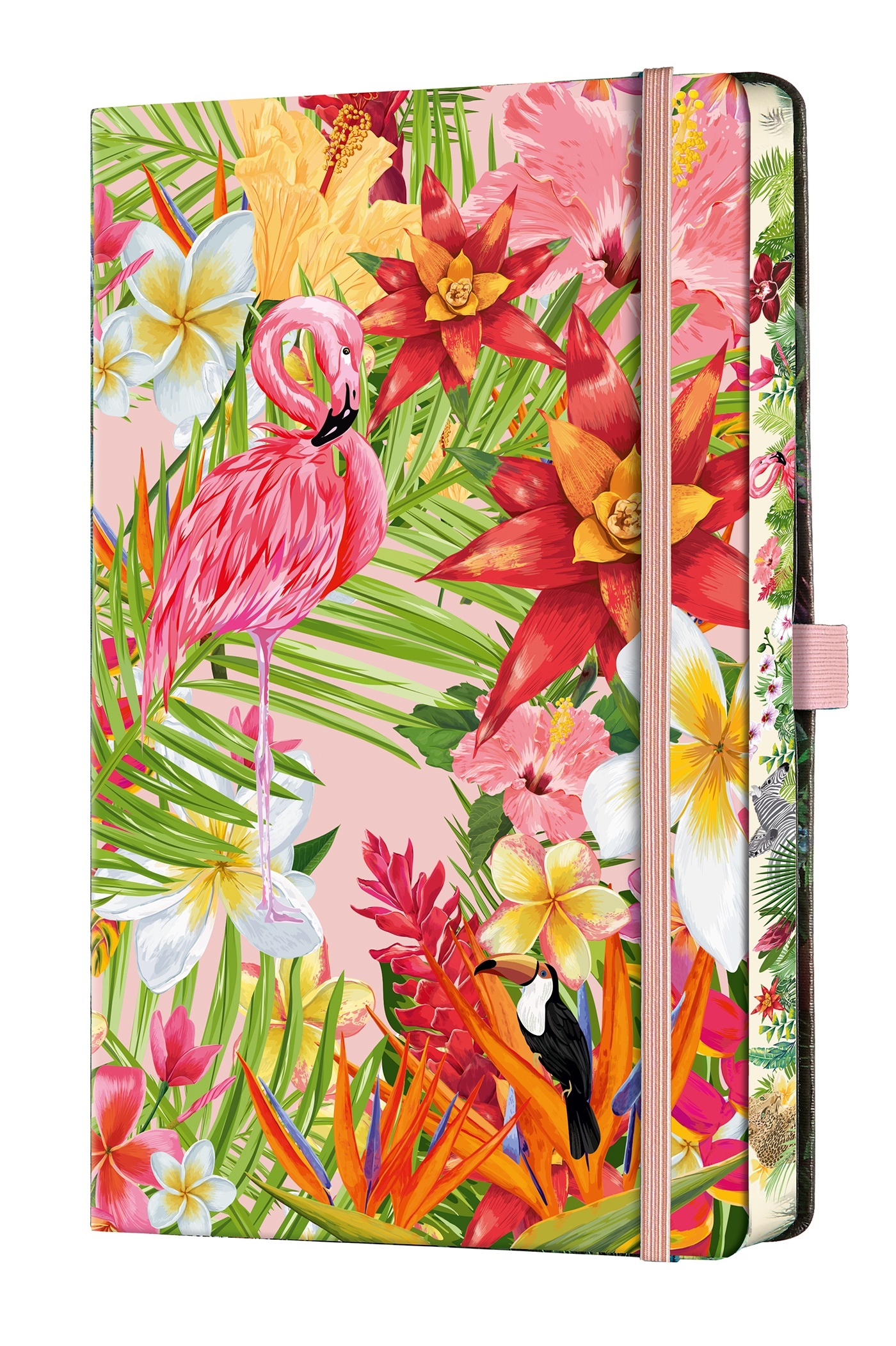 Carnet Eden grand format ligné flamant rose