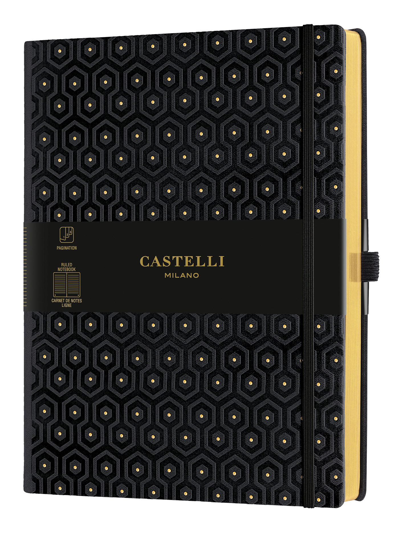 Carnet C&G très grand format ligne honeycomb gold